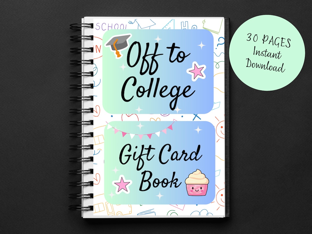 Printable College Gift Card Book, High School Graduation Gift From ...