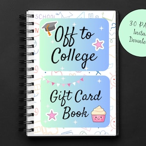 College Geschenkkarte Buch College Care Paket Abitur Geschenk Druckbare Geschenk Karte Buch College-Geschenk für Kinder von den Eltern Bild 1