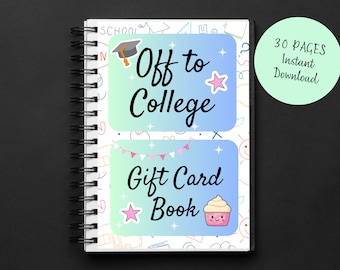 Printable College Gift Card Book, High School Graduation Gift from Parents, College Survival Book, College Care Package, Instant Download