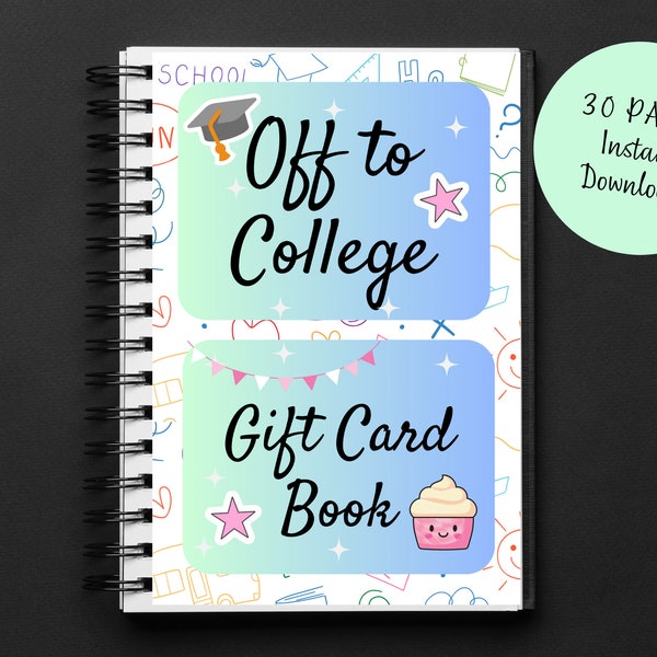 College cadeaukaartboek | Collegezorgpakket | Afstudeercadeau middelbare school | Afdrukbaar cadeaubonboek | Collegecadeau voor kinderen van ouders