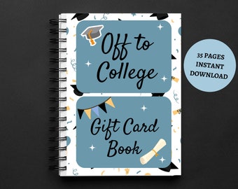 Printable College Gift Card Book, High School Graduation Gift from Parents, College Survival Book, College Care Package, Instant Download