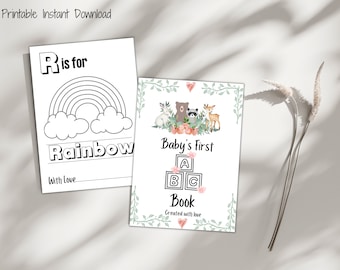 ABC Baby Shower Coloring Book | Animal Alphabet Coloring Pages | Baby Shower Game ,Baby Shower printable, Baby shower gift, gift for new mom