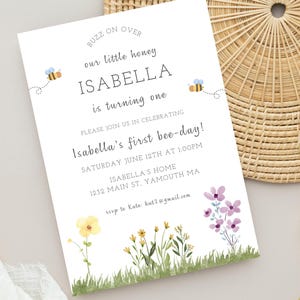 Bee First Birthday Invitation Our Little Honey First Birthday Invitation Bee Birthday Invite Cute Bee Birthday Invitation 1st Bee-Day Invite