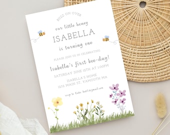 Bee First Birthday Invitation Our Little Honey First Birthday Invitation Bee Birthday Invite Cute Bee Birthday Invitation 1st Bee-Day Invite