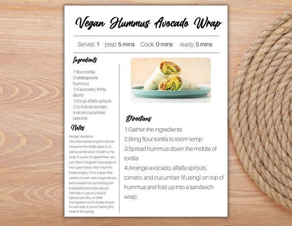 Recipe Book Template Cookbook, Minimal Clean White, Editable