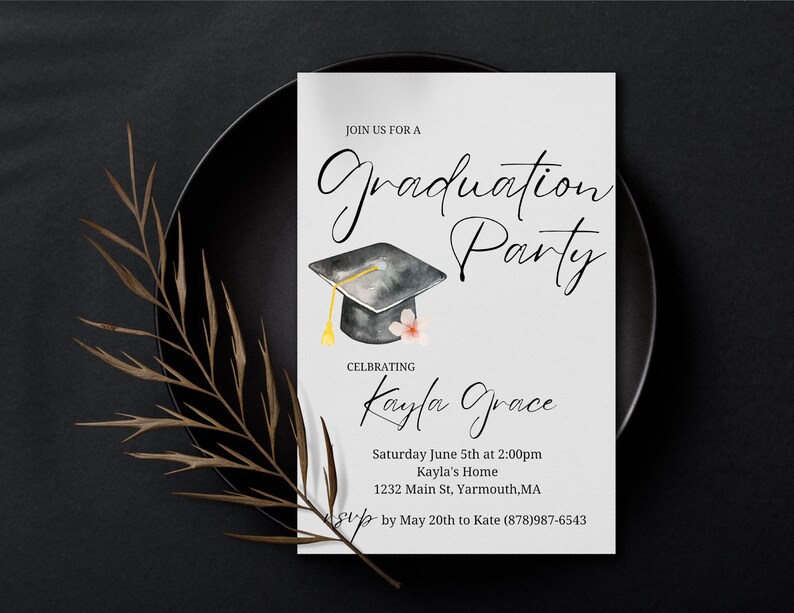 Graduation Party Invitation, Graduation Invitation Template, high School Graduation, Graduation Party Invite, Editable Template image 6