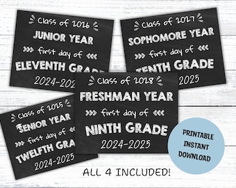 Printable Freshman 9th Grade Sign, First Day of High School Sign,First Day of 9th Grade, First Day of School, Freshman Year,High school sign