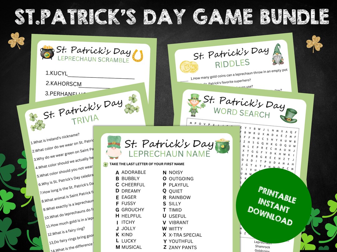 St Patricks Day Printable Games | St Patricks Games Bundle | St ...