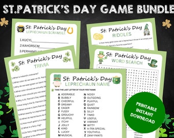St Patricks Day Printable Games | St Patricks Games Bundle | St Patricks Day Kid Games | St Patricks Classroom Games | Leprechaun, printable