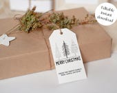 Editable Christmas Favor Tags Holiday Gift Tags Merry Christmas Holiday Tags Holiday Labels Tree Gold Download Printable Gift Tags, merry