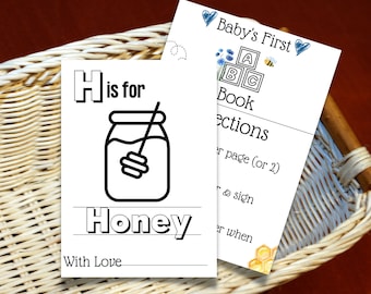 ABC Book Baby Shower Game, First BEE Day Alphabet Coloring Book, Baby's First ABC Book, Baby Shower Coloring Pages, Baby shower Games
