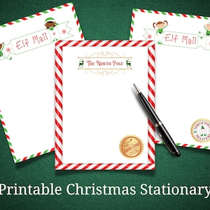 Correo del Polo Norte en blanco, correo de elfo en blanco, papel de papelería, papelería de Navidad imprimible, carta de Santa, elfo imprimible, descarga instantánea