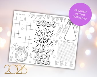 New Year Activity 2025, Printable New Years Game, New Year Coloring Pages, Kids New Year Eve, Year In Review, New Year Party Games,NYE print