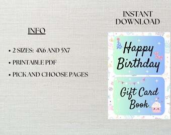 Prntable Brthday Gft Card Book, Gft Card Book, Brthday Gft, Brthday Present, Gft Card