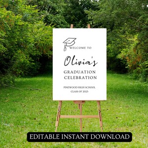 Graduation Party Welcome Sign | Custom Graduation Party Sign | Printed Grad Party Sign | Graduation Sign Party with Cap