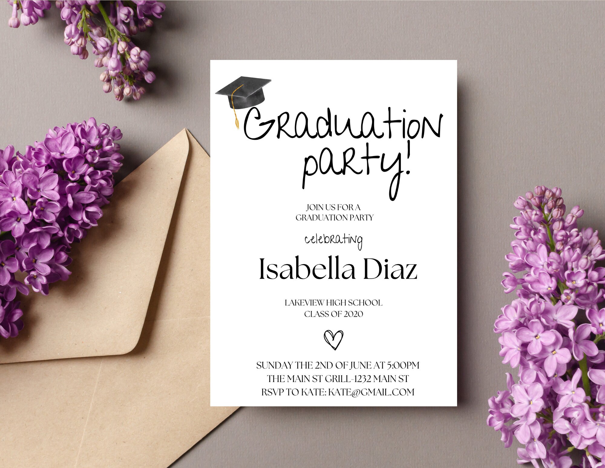 Graduation Party Invitation, Graduation Invitation Template, High ...