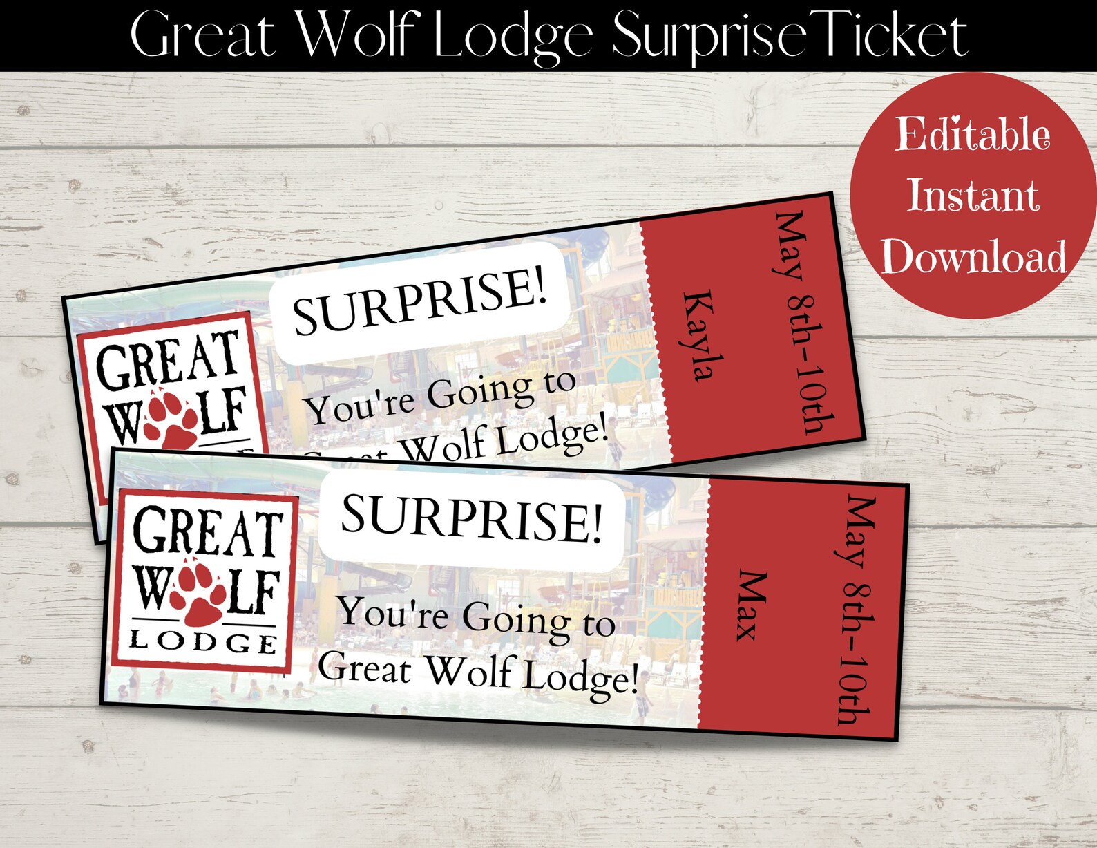 Great Wolf Lodge Ticket Great Wolf Lodge Surprise Ticket Etsy
