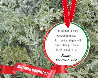 Instant Download/Printable - The Once Upon a Ribbon Christmas gift tag -Digital File, printable Ornament Tag, Ribbon Ornament, Ribbon Gift