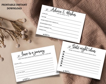 Pacchetto giochi per addio al nubilato / 3 carte di consigli per la sposa / Carta di consigli di matrimonio / Gioco per addio al nubilato / Modello nuziale I giochi stampabili