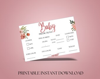 Babyshower voorspellingskaarten Boho Floral Afternoon Tea Party Design Nieuwe moeder als geslacht onthullen Party Games Gunsten Ideeën / Aandenken