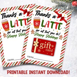Weihnachtskaffee Geschenkkartenhalter, Dank eine Latte, Personal Wertschätzung Urlaub Kaffee Grußkarte Instant Download. Last Minute Geschenk