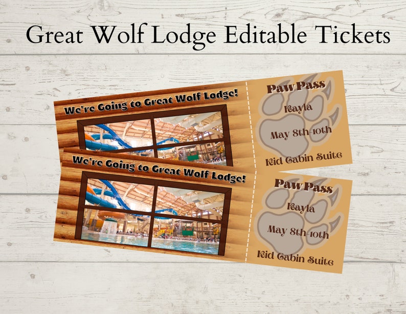 Great Wolf Lodge Ticket Great Wolf Lodge Surprise Ticket Etsy Ireland