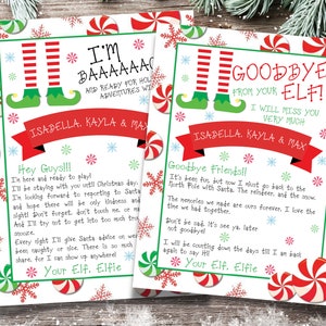 Set de Cartas de Elfos, Regresé Hola de tu Elfo, Adiós de Elfo Carta de Llegada y Cartas de Despedida, Imprimibles de Navidad, PLANTILLA EDITABLE
