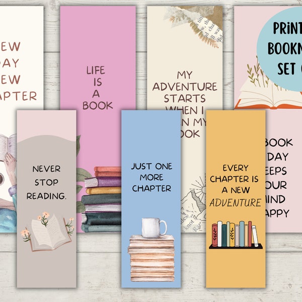 Printable Bookmark Set, Book lover gift, Printable bookmarks, writing gifts, reader gifts,gift for avid readers, Printable bookmark,