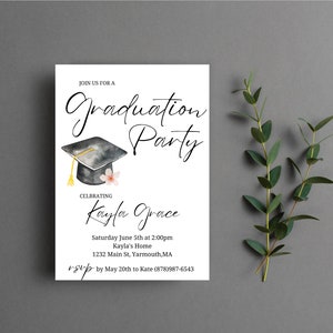 Graduation Party Invitation, Graduation Invitation Template, high School Graduation, Graduation Party Invite, Editable Template image 2