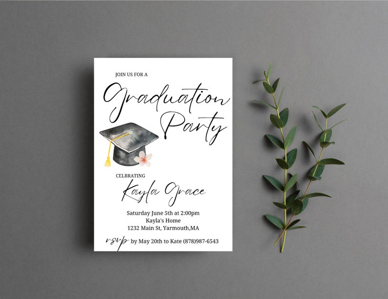 Graduation Party Invitation, Graduation Invitation Template, high School Graduation, Graduation Party Invite, Editable Template image 2