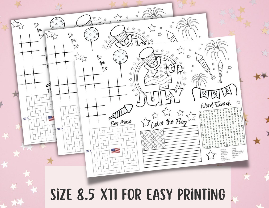 Printable 4th of July Activity Sheet / Kids Printable Activity - Etsy