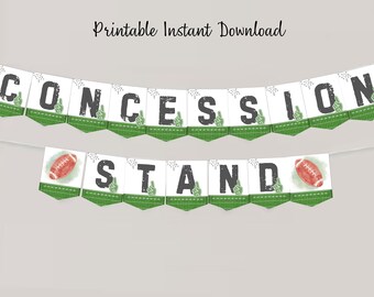 Concession Stand Banner stampabile, Banner di pennant di compleanno di calcio Download istantaneo, Ragazzo di compleanno del primo anno, Banner bandiera di calcio,