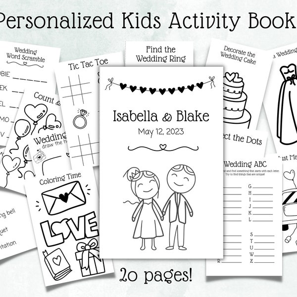 Kids Activity Kits for Wedding | Wedding Activity Book for Kids Printable | Personalized Cover | Wedding Coloring Book | DIY Wedding Pages