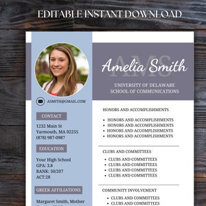 Sorority Resume Template and Cover Letter, Social Resume with Photo, Pink Sorority Resume Template, Sorority Rush Pack, Cute Social Resume