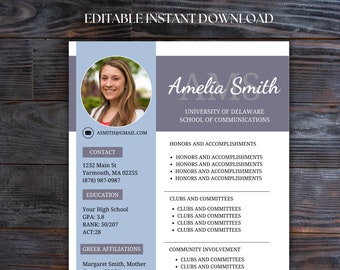 Sorority Resume Template and Cover Letter, Social Resume with Photo, Pink Sorority Resume Template, Sorority Rush Pack, Cute Social Resume