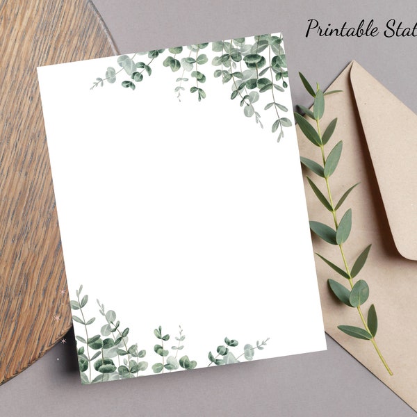 Eucalyptus Greenery Printable Blank Template, Printable Cards, Custom Sign, Greenery Template, Printable Stationary, Wedding stationary