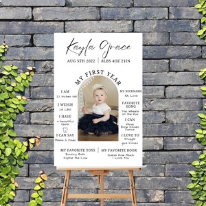 Minimalist Photo First Birthday Milestone Board Template, Milestone Board, Baby Milestone Board, Modern Milestone Poster Arch Simple Sign