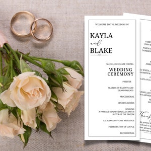 Modern Wedding Program Template, Minimalist Order of Service, Printable Ceremony, DIY Program Card, wedding program template, printable