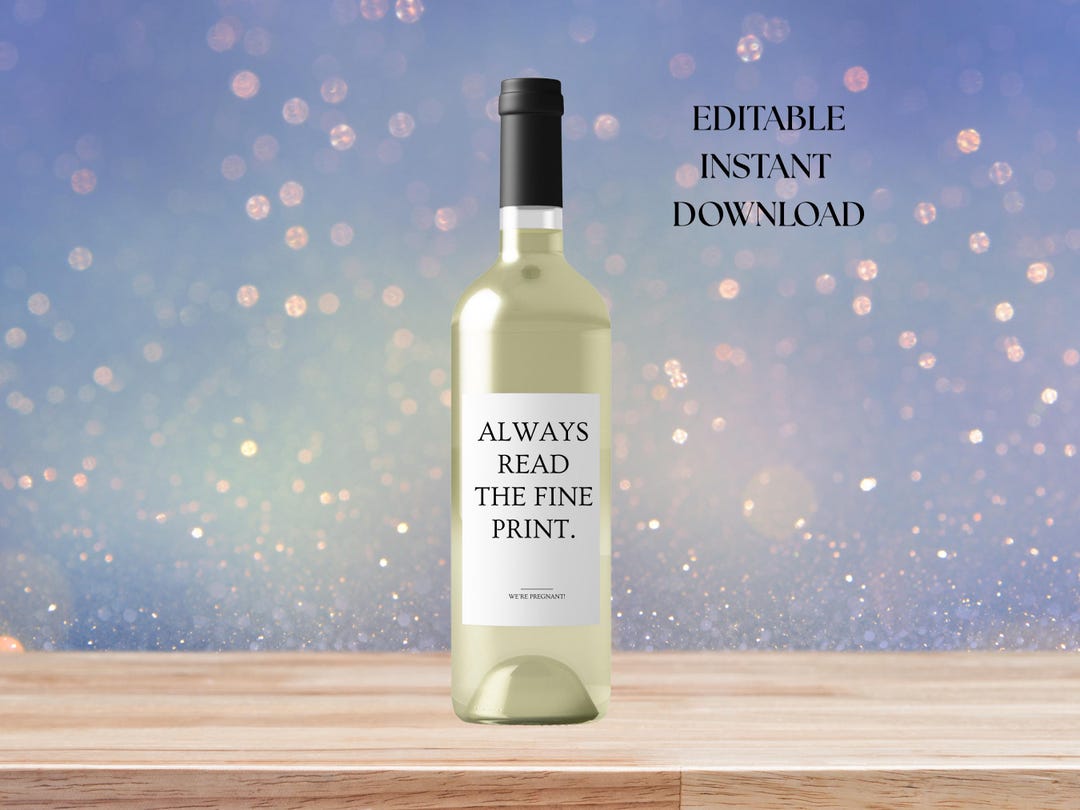Always Read the Fine Print Champagne Label, Printable Wine Label ...