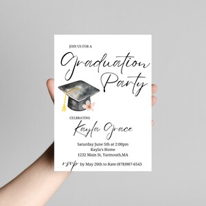 Graduation Party Invitation, Graduation Invitation Template, high School Graduation, Graduation Party Invite, Editable Template image 4