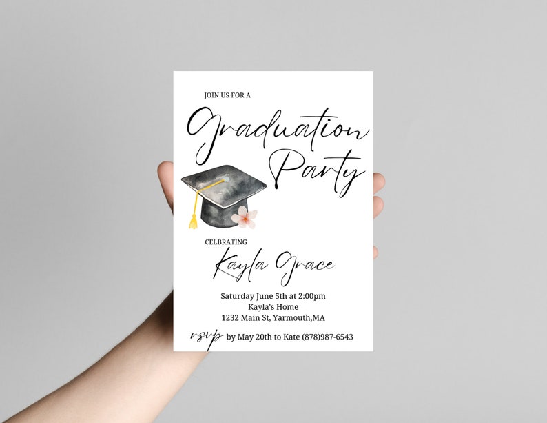 Graduation Party Invitation, Graduation Invitation Template, high School Graduation, Graduation Party Invite, Editable Template image 4