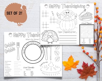 Thanksgiving Coloring Sheet, PRINTABLE Placemat ,Dinner Table ,Classroom Activity ,INSTANT DOWNLOAD , Kids Table activity, thanksgiving