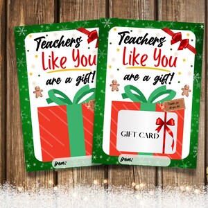 Lehrer Weihnachtsgeschenk Kartenhalter zum Ausdrucken, Lehrer Urlaub Danke, Weihnachtsgeschenk Kartenhalter, Last Minute Geschenk, druckbares Geschenk