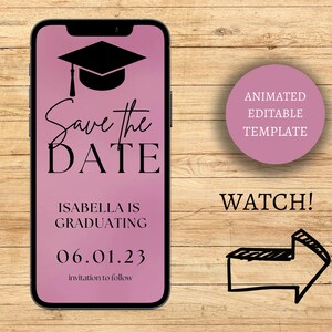 Graduation Save the Date Template for Texting, Save the Date Text message, Canva Template, Animated Save the Date, Graduation Party Template