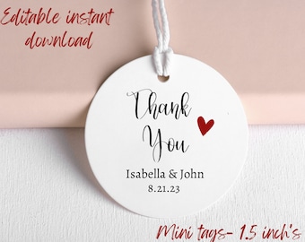 Thank you favor tag, Wedding Tag, Favor, Bridal Shower, Baby Shower, Thank you tag, round tag, Round Tag, Mini Tag, Thanks, mini favor tag