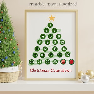 Aftellen naar kerstkalender afdrukbaar, kerstaftelkalender, aftellen naar Kerstmis, kerstaftelkalender afdrukbaar