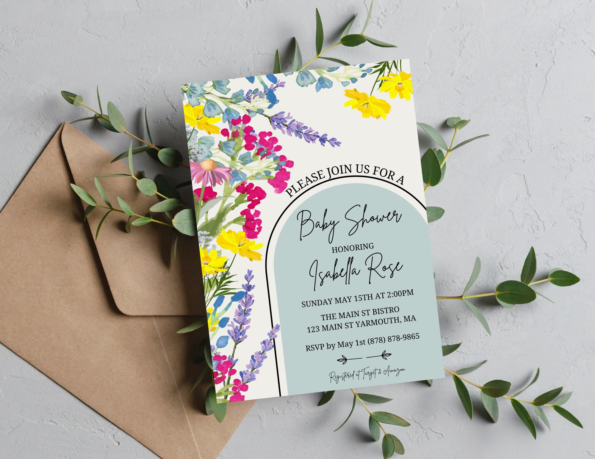 Garden Flowers Baby Shower Invitation Bundle, Template Suite DOWNLOAD ...