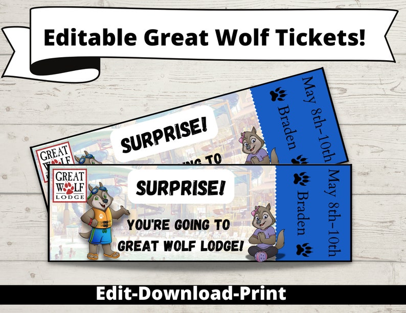 Great Wolf Lodge Ticket Great Wolf Lodge Surprise Ticket Etsy Great Wolf Lodge Ticket Great Wolf Lodge Surprise Ticket Etsy