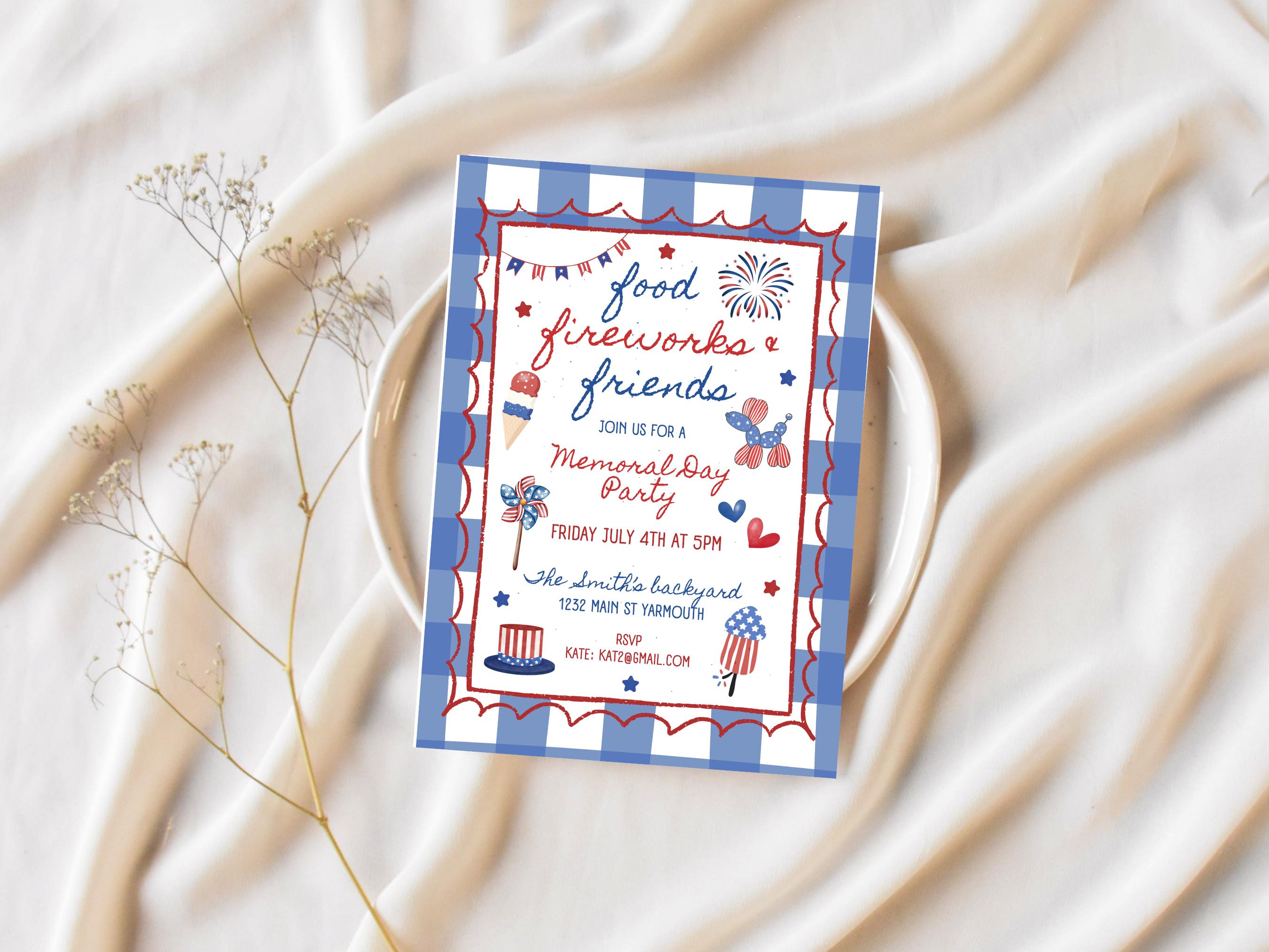 Memorial Day BBQ Party Invitation Template, Memorial Weekend Barbeque ...
