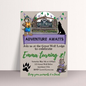 Great Wolf Lodge Invite, Great Wolf Lodge Birthday, Great Wolf Birthday ...